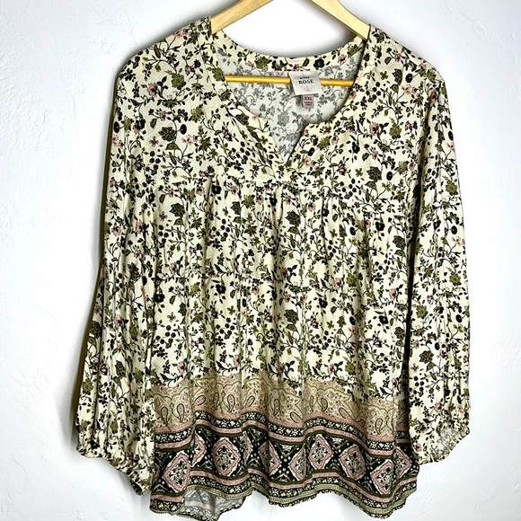 Knox Rose Tops - Knox Rose floral peasant top boho style size XXL